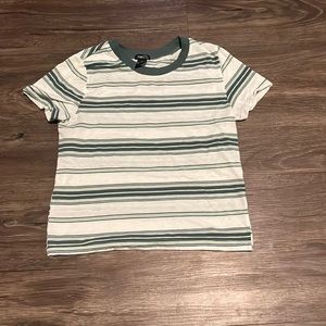 White with dark green and light green stripes size XS